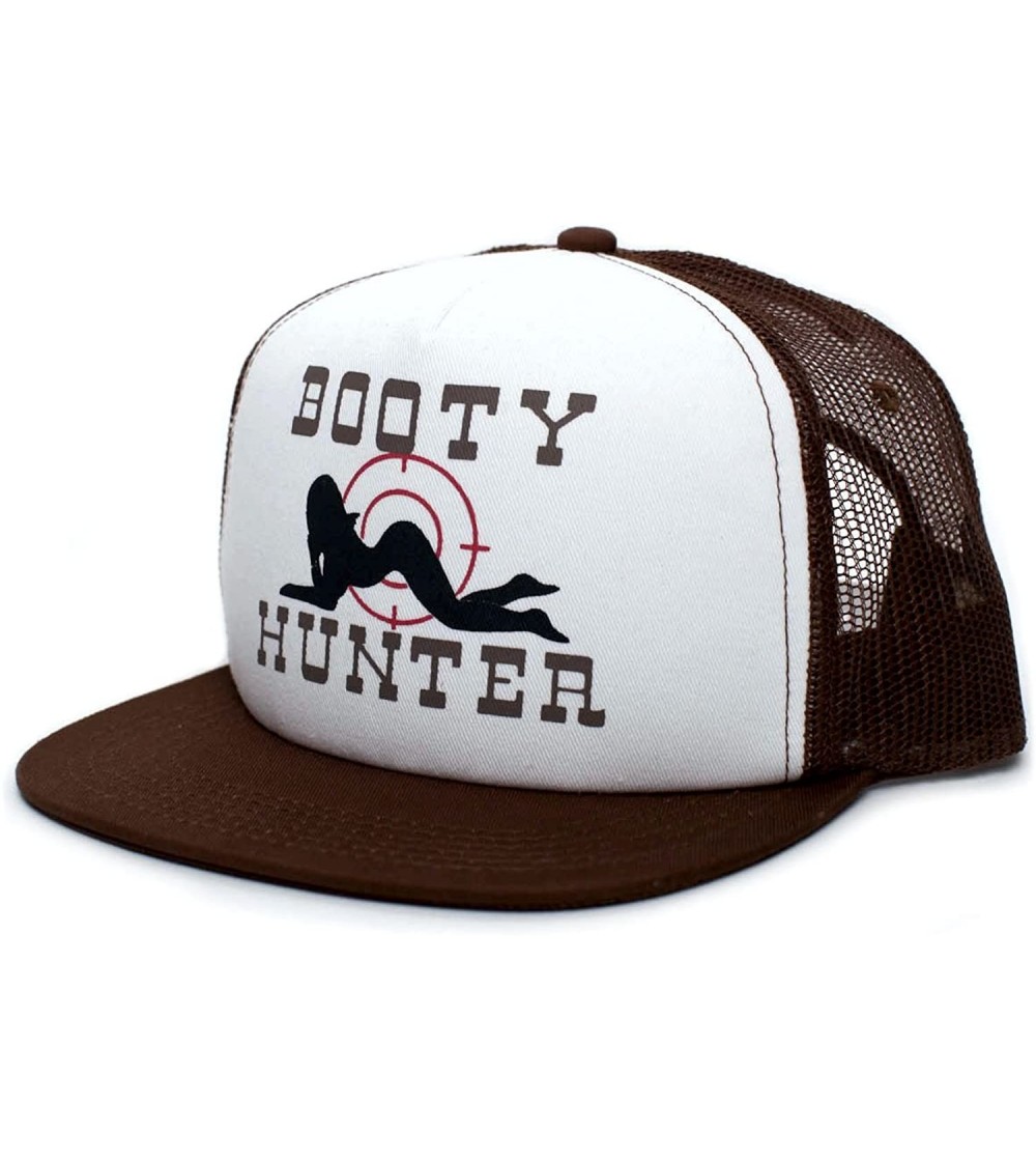 Baseball Caps Flat Bill Unisex-Adult One-Size Trucker Hat Cap Brown/White - CJ180CDUQIC