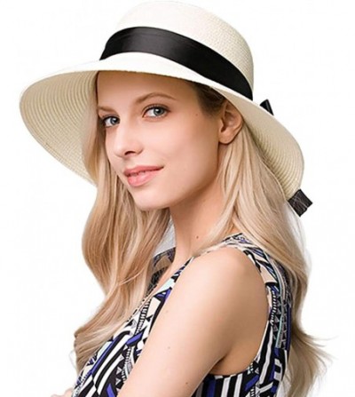 Sun Hats Women Summer Beach Sun Hats Floppy Packable Hat for Women Lace Straw Hats Wide Brim Hat UV UPF Sun Protection - C919...