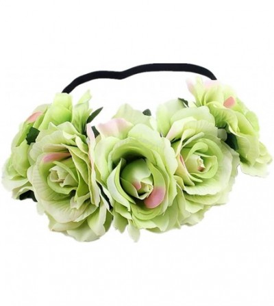 Headbands Love Fairy Bohemia Stretch Rose Flower Headband Floral Crown for Garland Party - Colorful Green - CZ18HY27OZT