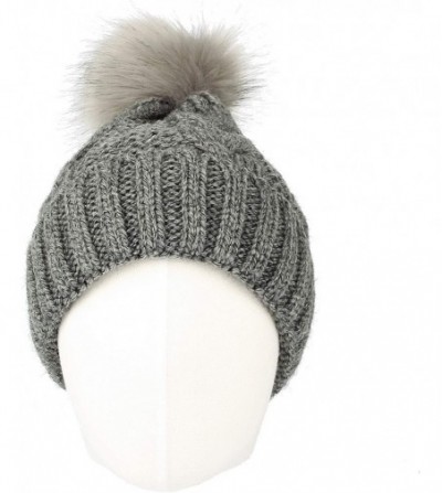 Skullies & Beanies Fleece Twist Knit Pom Beanie Winter Hat Slouchy Cap DZP0018 - Charcoal - CS18KAZGE2C