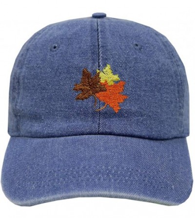 Baseball Caps Fall Leaves Cotton Baseball Dad Caps - Multi Colors - Denim - C618IZ6SK6K