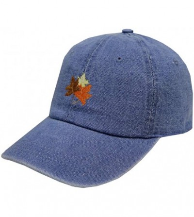 Baseball Caps Fall Leaves Cotton Baseball Dad Caps - Multi Colors - Denim - C618IZ6SK6K