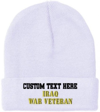 Skullies & Beanies Custom Beanie for Men & Women Iraq War Veteran Embroidery Acrylic Skull Cap Hat - White - C418ZWONIZY