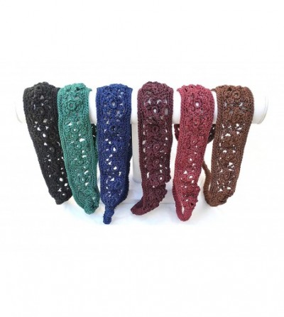 Headbands Crochet daisies elastic Headband handmade- good for women and girls (Navy-Blue) - Navy-Blue - CY12E4PEIZL
