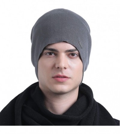 Skullies & Beanies Men's Fashion Cotton Knit Pattern Soild Breathable Beanie Hat - Z0263_grey - CG1869DIT4N