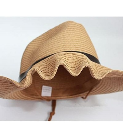 Cowboy Hats Men Cowboy Hats Western Hats Brim Hat Summer Beach Straw Cap Sun Floppy Foldable Hats for Adults (Beige) - CO182H...