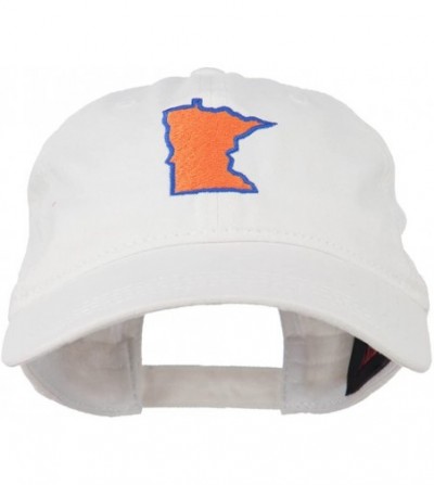 Baseball Caps Minnesota State Map Embroidered Washed Cotton Cap - White - CB11ND5KE1V