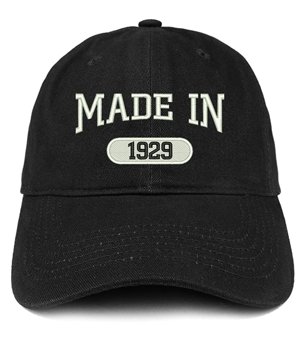Baseball Caps Made in 1929 Embroidered 91st Birthday Brushed Cotton Cap - Black - C718C9HMQMS