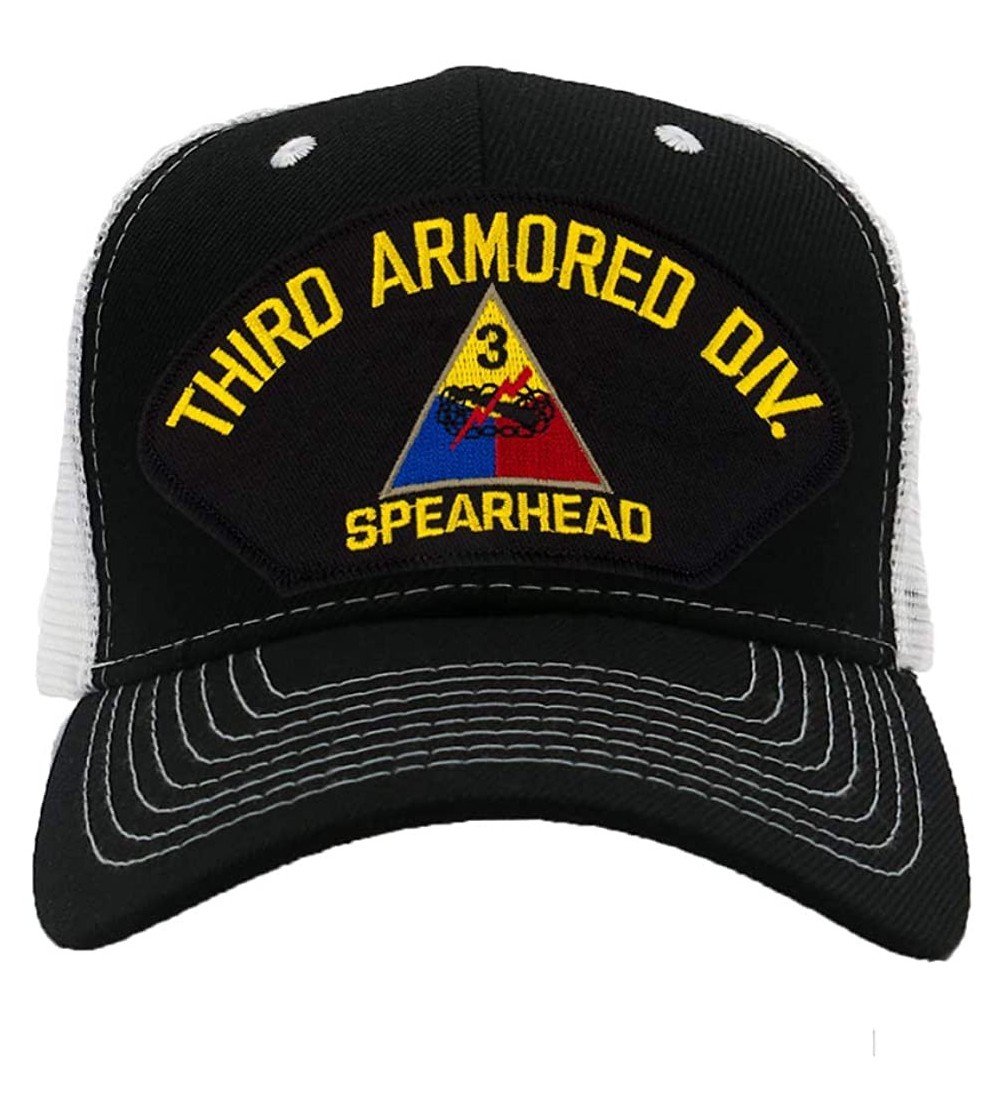 Baseball Caps 3rd Armored Division Spearhead Hat/Ballcap Adjustable One Size Fits Most - Mesh-back Black & White - CQ18RQD9MEY