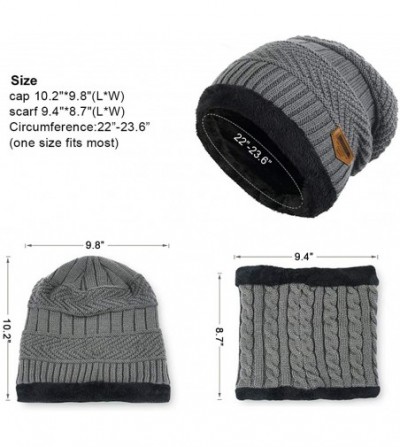 Skullies & Beanies Womens Mens Winter Hat Warm Thick Beanie Cap Scarf for Winter Knit Ski Beanies - Grey - C518YEKAMRO