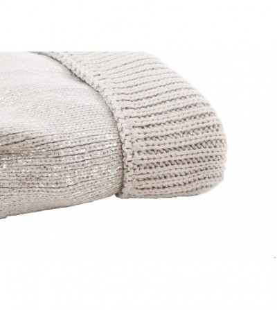 Skullies & Beanies Women Winter Warm Knit Thick Skull Hat Cap Pom Pom Shiny Slouchy Beanie Hats - Beanie Medium Gray-sliver -...