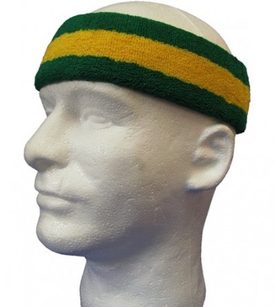 Headbands 3 Striped Large Thick Wide Basketball Headband pro[1 Piece] - Green / Yellow / Green - C011VC8AQY5