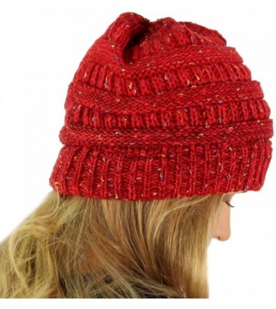 Skullies & Beanies Confetti Ombre Warm Chunky Soft Stretch Knit Slouch Beanie Skull Cap Hat - Red - CA12KHYM37D