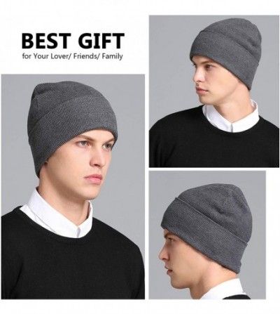Skullies & Beanies 50% Wool Short Knit Fisherman Beanie for Men Women Winter Cuffed Hats - 5-dark Grey - CM18Z35C0WE