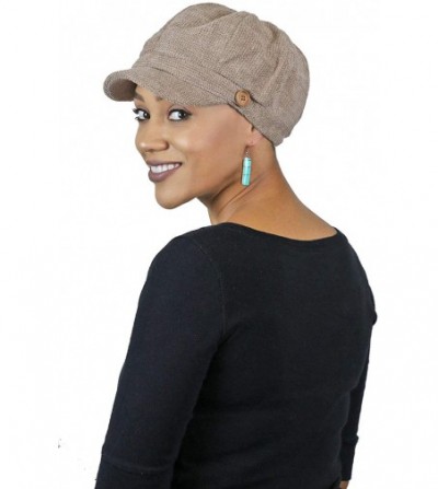 Newsboy Caps Newsboy Cap for Women Cancer Headwear Chemo Hat Ladies Head Coverings Tweed Corduroy - Taupe - CH18I8YAGIX