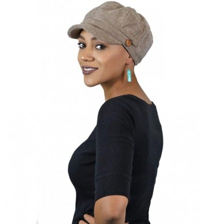 Newsboy Caps Newsboy Cap for Women Cancer Headwear Chemo Hat Ladies Head Coverings Tweed Corduroy - Taupe - CH18I8YAGIX