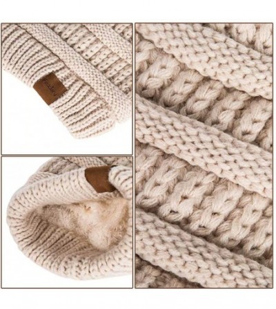 Skullies & Beanies Winter Beanie Hat for Women- Real Fur Pom Pom Slouchy Chunky Knit Warm Fleece Lined Thermal Soft Ski Cap -...