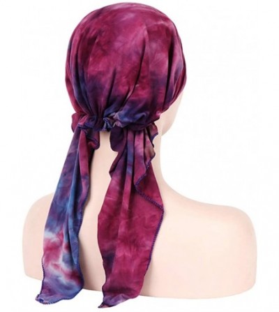 Skullies & Beanies Chemo Cancer Head Scarf Hat Cap Tie Dye Pre-Tied Hair Cover Headscarf Wrap Turban Headwear - Royal Blue - ...