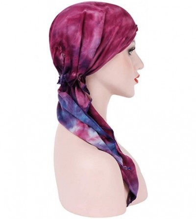 Skullies & Beanies Chemo Cancer Head Scarf Hat Cap Tie Dye Pre-Tied Hair Cover Headscarf Wrap Turban Headwear - Royal Blue - ...