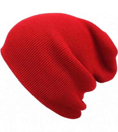 Skullies & Beanies Thick and Warm Mens Daily Cuffed Beanie OR Slouchy Made in USA for USA Knit HAT Cap Womens Kids - C812717WRB1