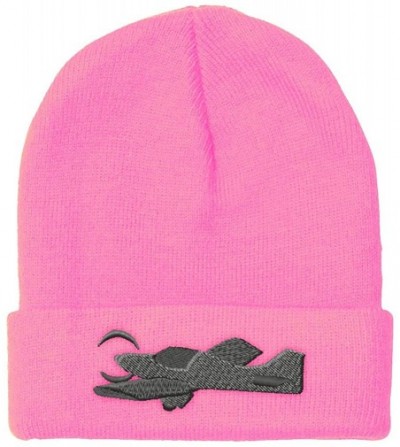 Skullies & Beanies Custom Beanie for Men & Women Low-Wing Airplane Embroidery Acrylic Skull Cap Hat - Soft Pink - CF18ZRARKZ0