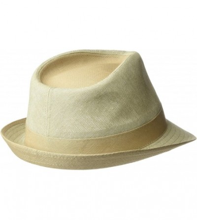 Fedoras Men's Linen Blend Fedora with Lining and Self Band - Tan - CX17YR8X3XE
