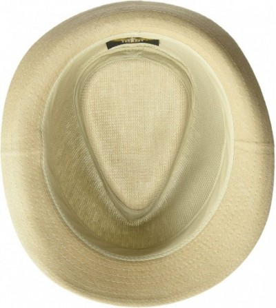 Fedoras Men's Linen Blend Fedora with Lining and Self Band - Tan - CX17YR8X3XE