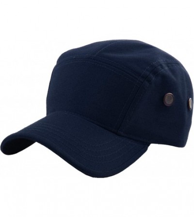 Baseball Caps Five Panel Solid Color Unisex Adjustable Army Military Cadet Cap - Navy - CT11JEBOG71