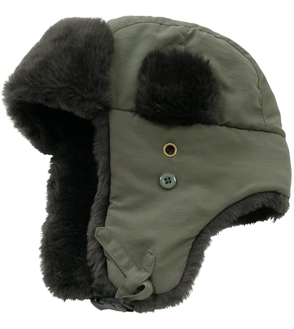 Skullies & Beanies Faux Fur Trooper Aviator Style Winter Hat (Olive- Large/XL) - CU110E4X7TP