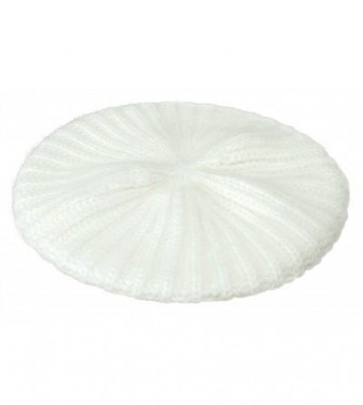 Skullies & Beanies Womens Slouchy Angora Knit Beret Warm Cozy Winter Beanie Hat - Cream - C311Q1CRLEB