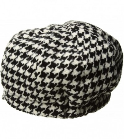 Newsboy Caps Women's Adele Plaid Cap with Bow - Black/White Houndstooth - CP12HSLITJ9