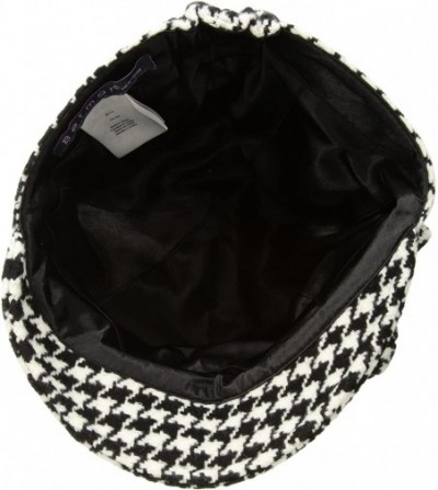 Newsboy Caps Women's Adele Plaid Cap with Bow - Black/White Houndstooth - CP12HSLITJ9