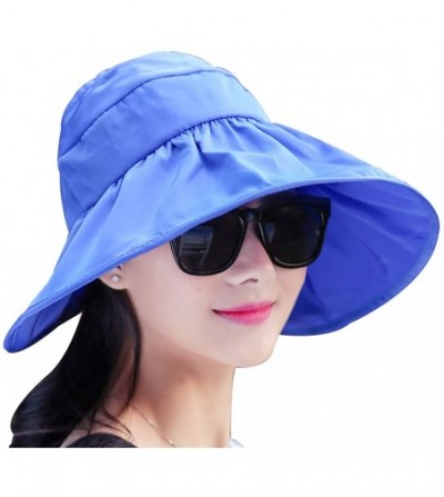 Sun Hats Summer Bill Flap Cap UPF 50+ Cotton Sun Hat Neck Cover Cord for Women - Blue - C718DKYA64Z