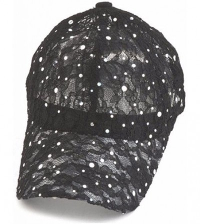 Baseball Caps Women's Lace Glitter Sequin Baseball Hat Cap - Black - CC183AUEIHZ