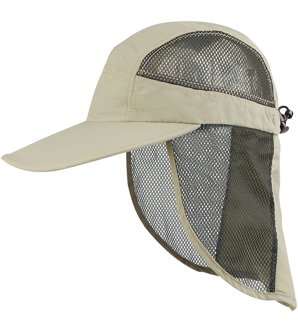 Baseball Caps Outdoor UV Cap with Mesh Flap and Sides - Khaki - CB11LV4H4VJ