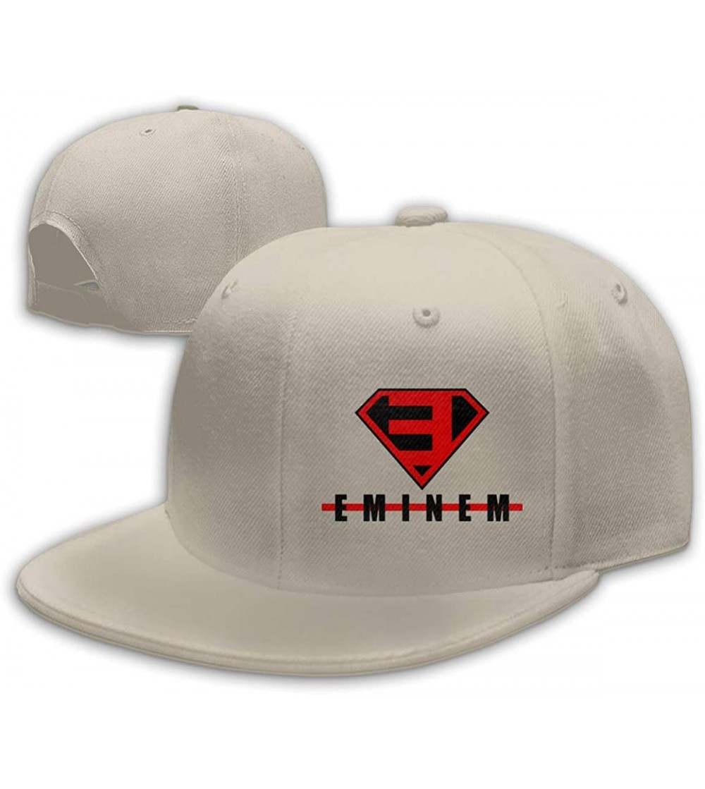 Baseball Caps Unisex Eminem Baseball Cap Flat Bill Hip Hop Hats Adjustable Snapback - Natural - CX18YY5U796
