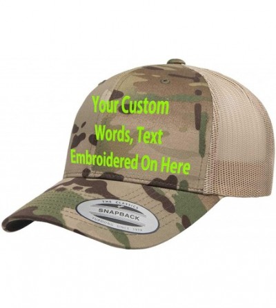 Baseball Caps Custom Trucker Hat Yupoong 6606 Embroidered Your Own Text Curved Bill Snapback - Licensed Multicam/Khaki Mesh -...