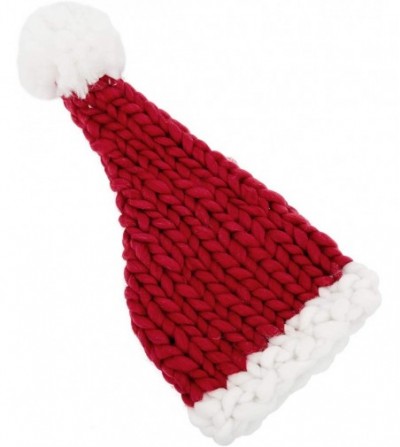 Skullies & Beanies Christmas Warm Chunky Slouchy Knit Beanie Santa Hat - Red-kid - CZ187N9KCDA