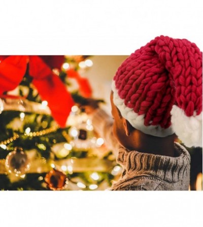 Skullies & Beanies Christmas Warm Chunky Slouchy Knit Beanie Santa Hat - Red-kid - CZ187N9KCDA