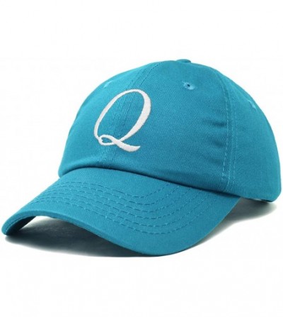 Baseball Caps Initial Hat Letter Q Womens Baseball Cap Monogram Cursive Embroider - Teal - C018U7ZQ6AT