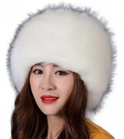 Skullies & Beanies Women's Faux Fur Hat for Winter with Stretch Cossack Russion Style Beanie Warm Cap - White - CD18ICTWX29