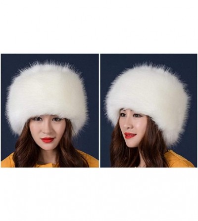 Skullies & Beanies Women's Faux Fur Hat for Winter with Stretch Cossack Russion Style Beanie Warm Cap - White - CD18ICTWX29