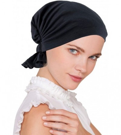 Skullies & Beanies The Abbey Cap in Cotton Knit Chemo Caps Cancer Hats for Women - 02- Raven Black (Cotton Knit) - CH11907FXXF