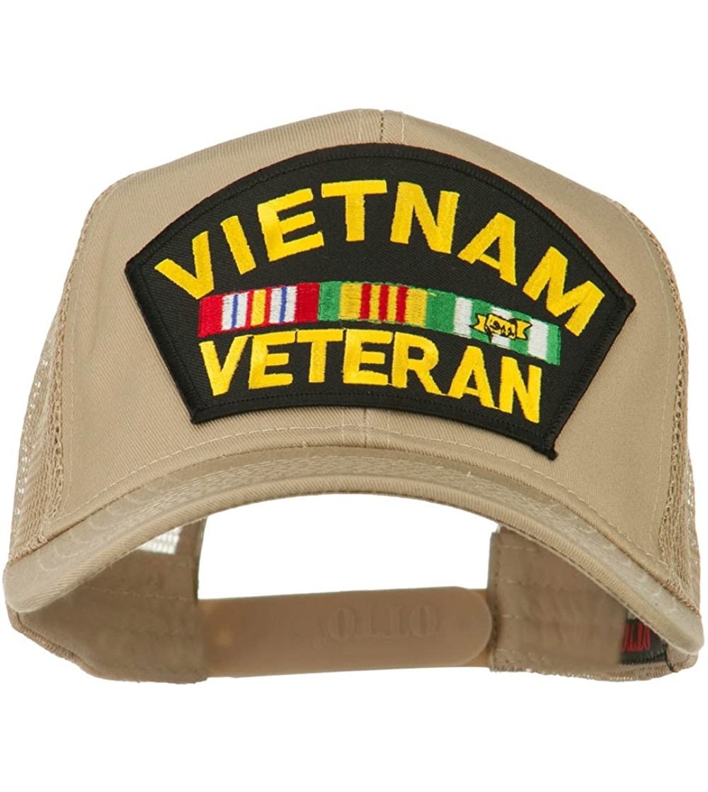 Baseball Caps Vietnam Veteran Military Patched Mesh Back Cap - Khaki - CI11ND5JPBB