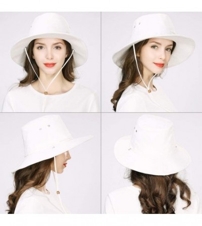 Sun Hats FANCET Bucket Hat for Women Foldable Sun UV SPF Cotton Hunting Fishing - 00706_white - C118RWY0O8R