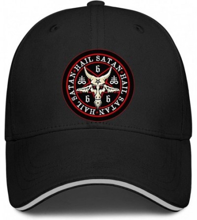 Baseball Caps Unisex Hail Satan Goat 666 red Logo Flat Baseball Cap Fitted Style Hats - Hail Satan Goat-5 - C218SZMYAGR