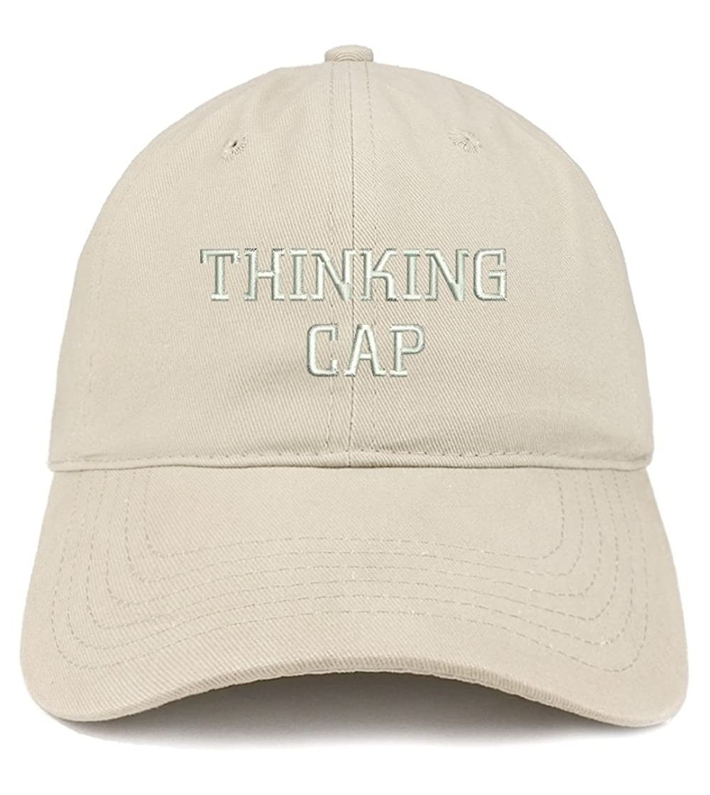 Baseball Caps Thinking Cap Embroidered Dad Hat Adjustable Cotton Baseball Cap - Stone - CI12IFNONIP