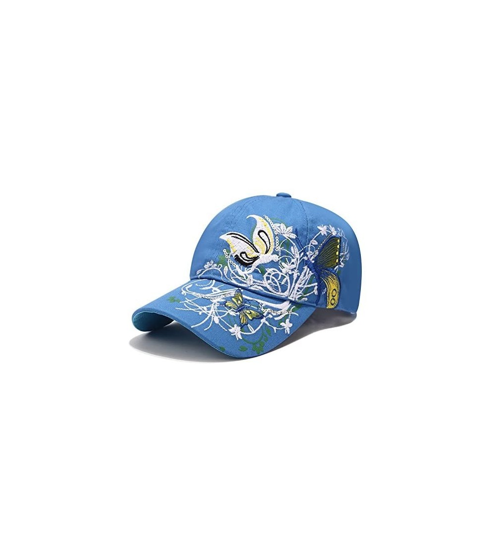 Baseball Caps Women Baseball Caps- Adjustable Breathable Embroidered Sun Hat for Sport Golf Mesh Sunbonnet Outdoor - Blue - C...