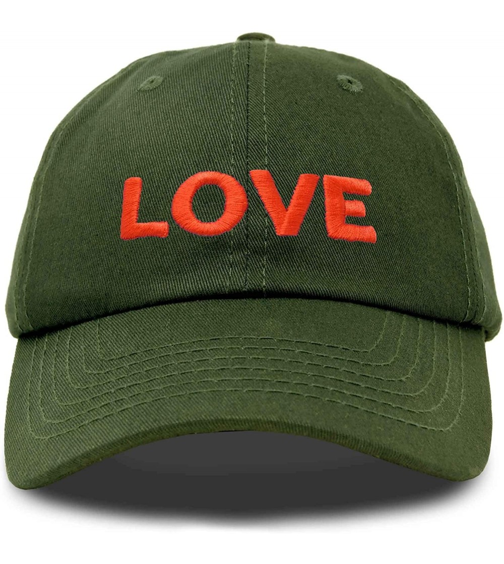 Skullies & Beanies Custom Embroidered Hats Dad Caps Love Stitched Logo Hat - Olive - CK18M7X63LE