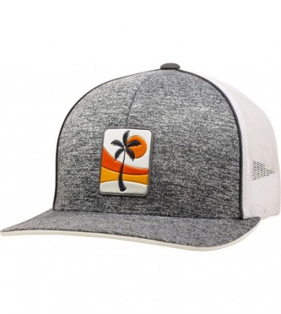 Baseball Caps Trucker Hat - Palm Waves Sunset - Static/Orange - C018WEI2UNN